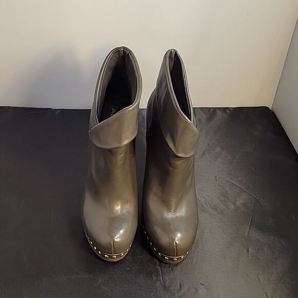 ALDO LEATHER STUDDED DETAILING ROUND TOE WOMEN"S HIGH HEEL STILETTOS ANKLE BOOTS - Picture 5 of 16